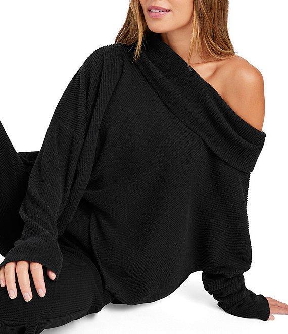 Splendid London Waffle Knit Off-The-Shoulder Long Sleeve Top Product Image
