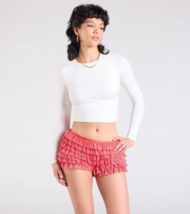 Chic Statement Gingham Ruffle Hot Shorts Product Image