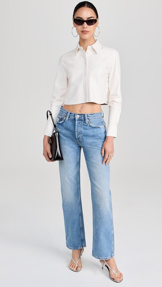 alice + olivia Leon Crop Vegan Button Down | Shopbop Product Image