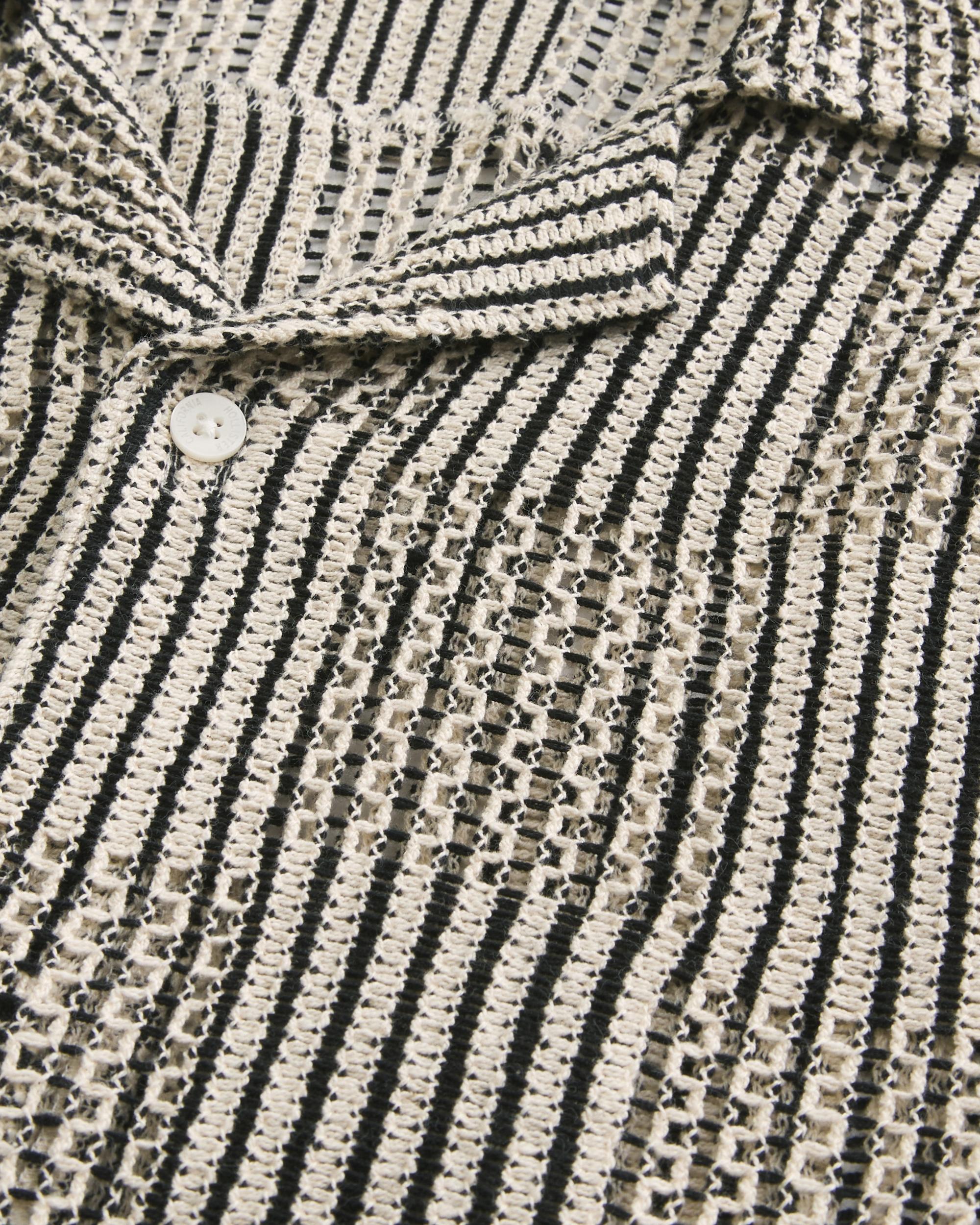 Boxy Short-Sleeve Crochet-Style Shirt Product Image