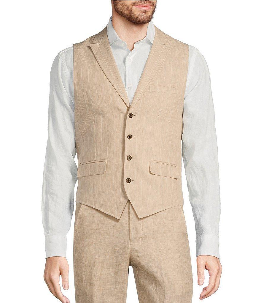 Murano Classic Fit Linen Suit Separates Stripe Vest Product Image