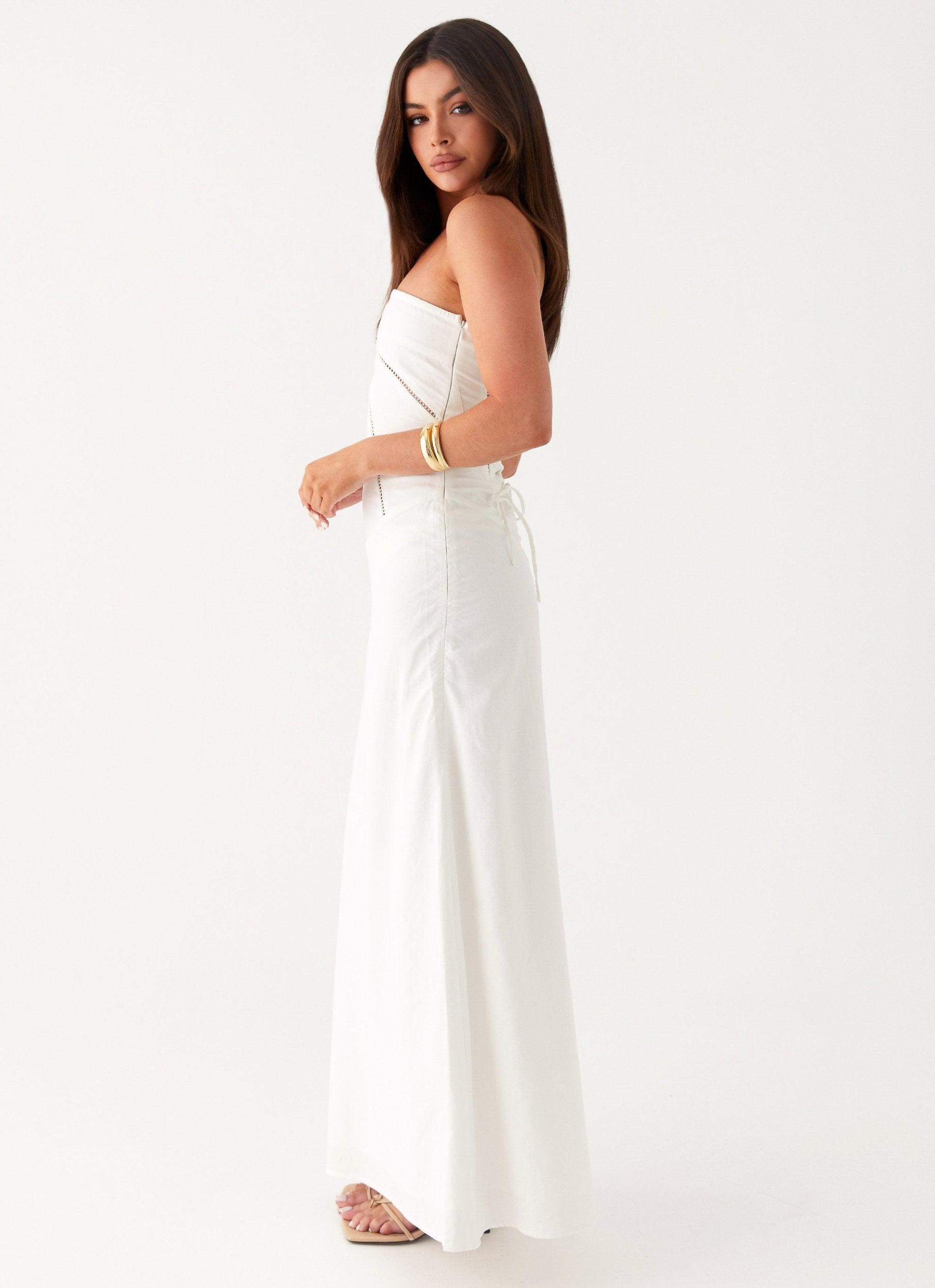 Cerisa Linen Maxi Dress - White Product Image