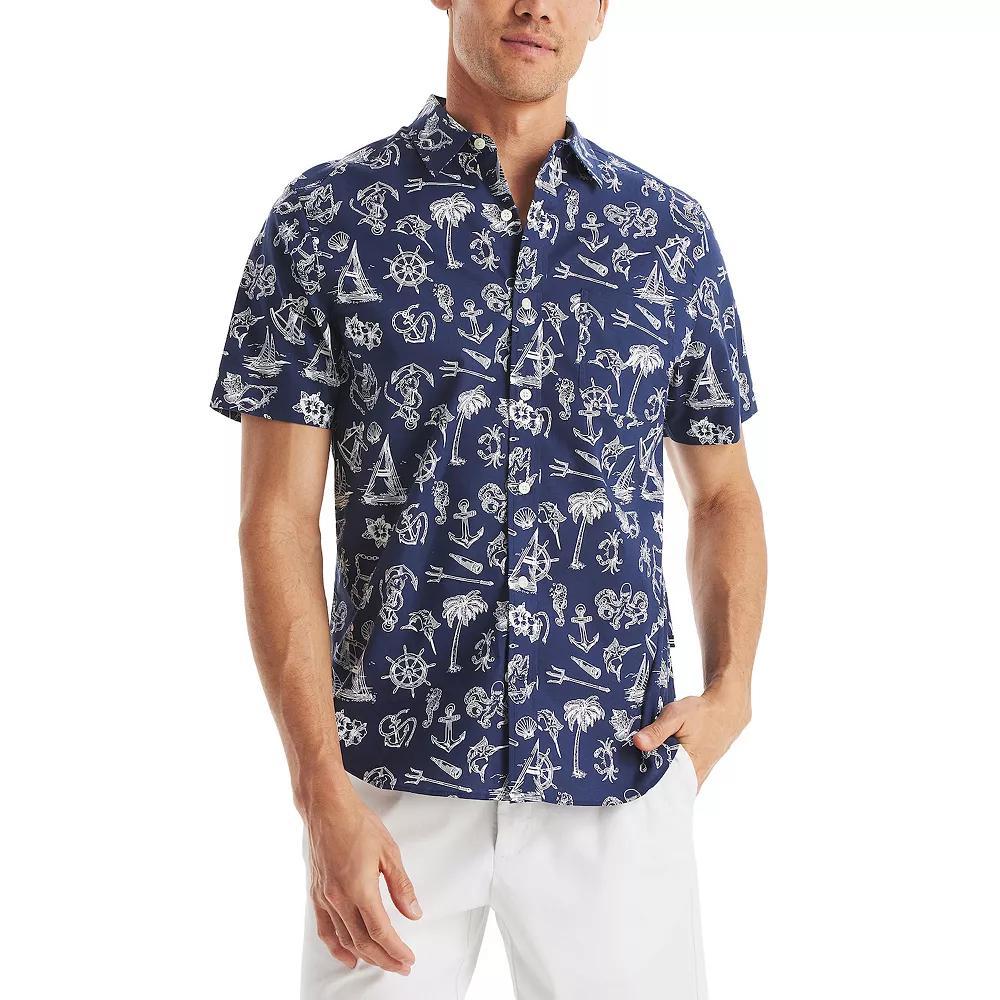 Men's Nautica Nautical Short-Sleeve Shirt, Size: Large, Blue Nautical Product Image