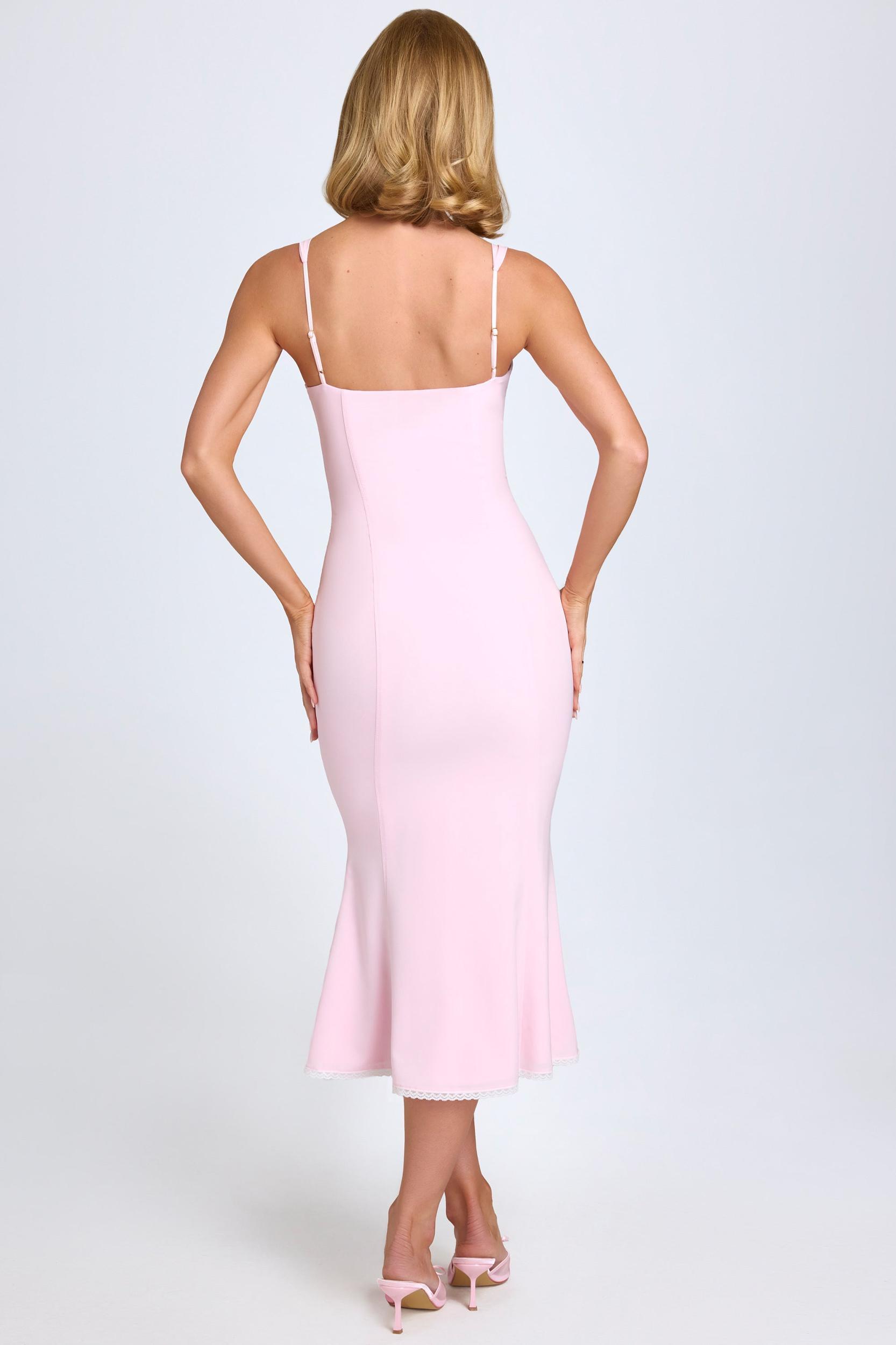 Lace-Trim Midaxi Dress in Blush Product Image