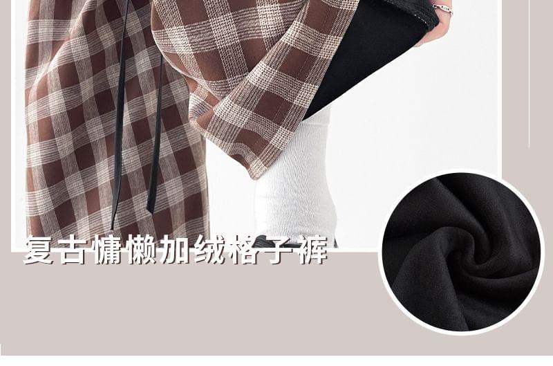 Drawstring Waist Plaid Wide Leg Pants (Various Designs) Product Image