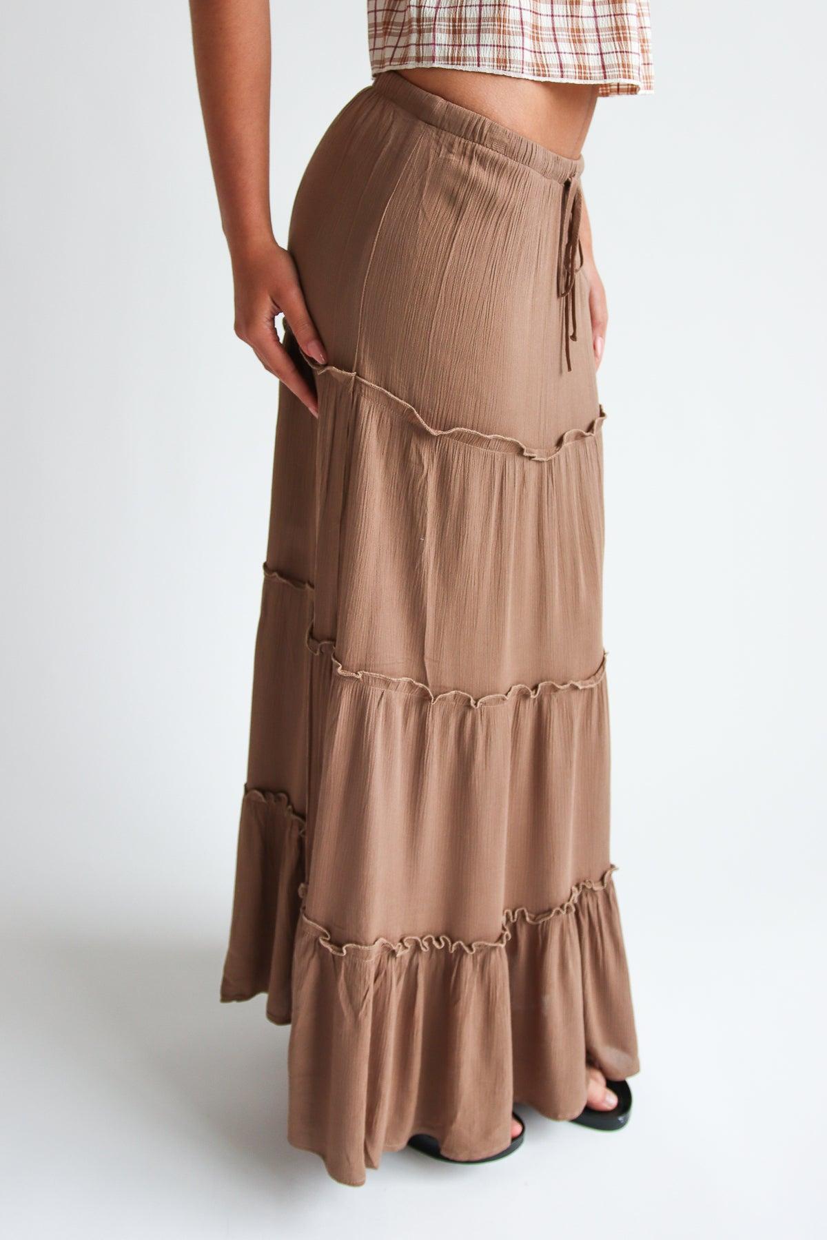 Ruffle Trim Tiered Maxi Skirt Product Image