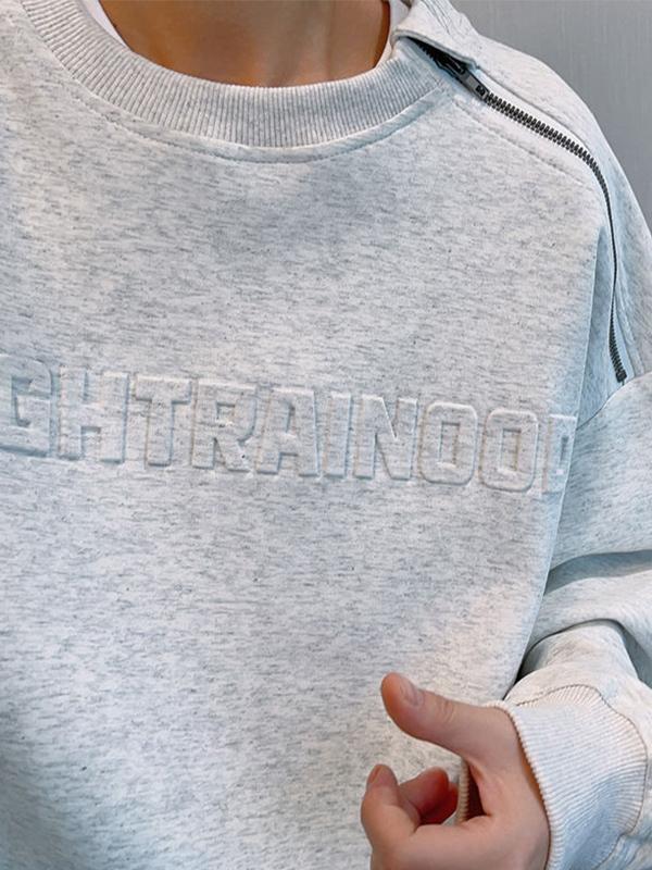 Men's Three Dimensional Letter Print Drop Shoulder Sweatshirt Product Image