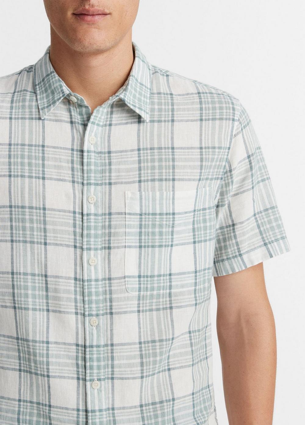 Kino Plaid Linen-Cotton Short-Sleeve Shirt Product Image