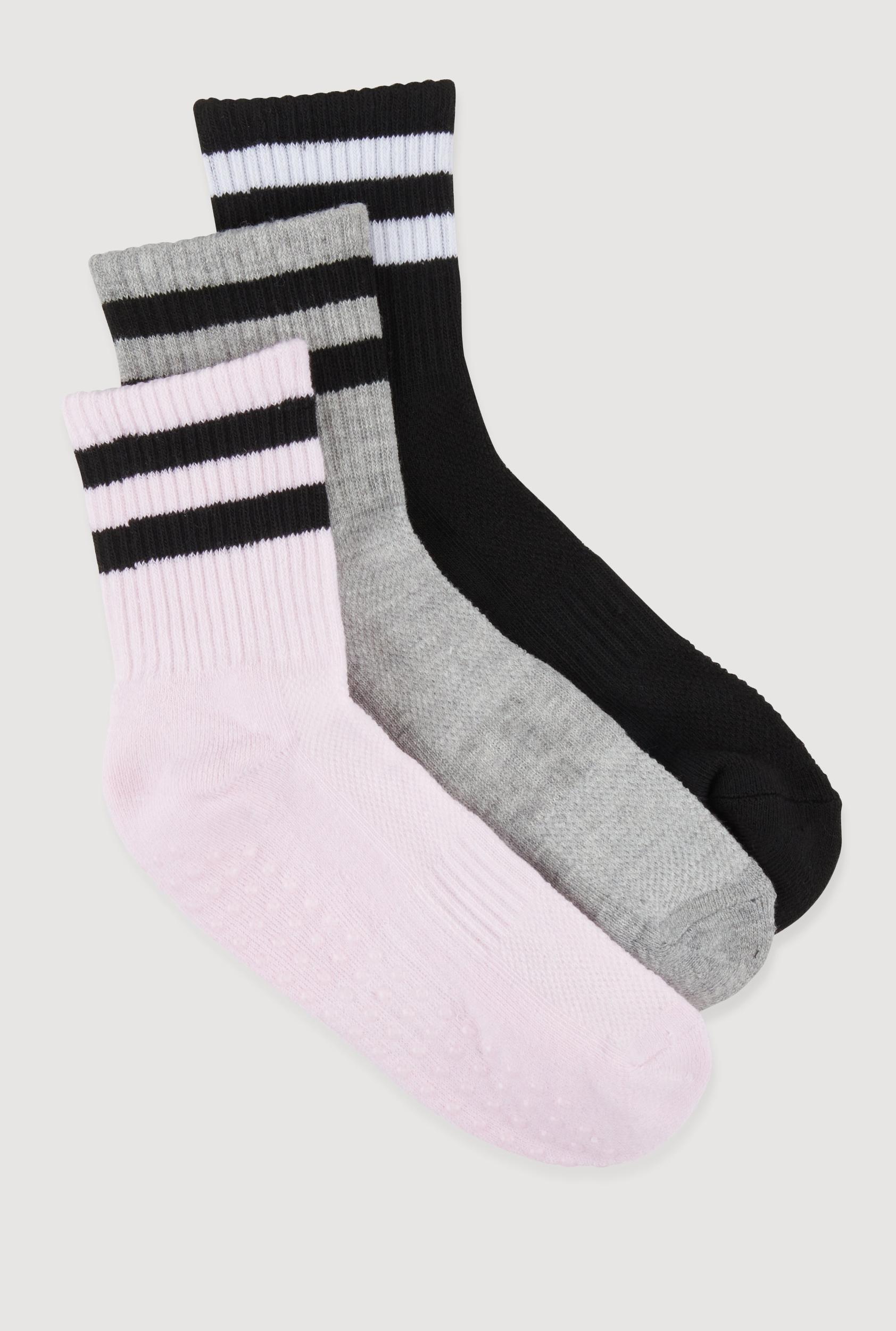 Varsity Stripe Pilates Crew Socks 3 Pack Size 4-10 Female Product Image