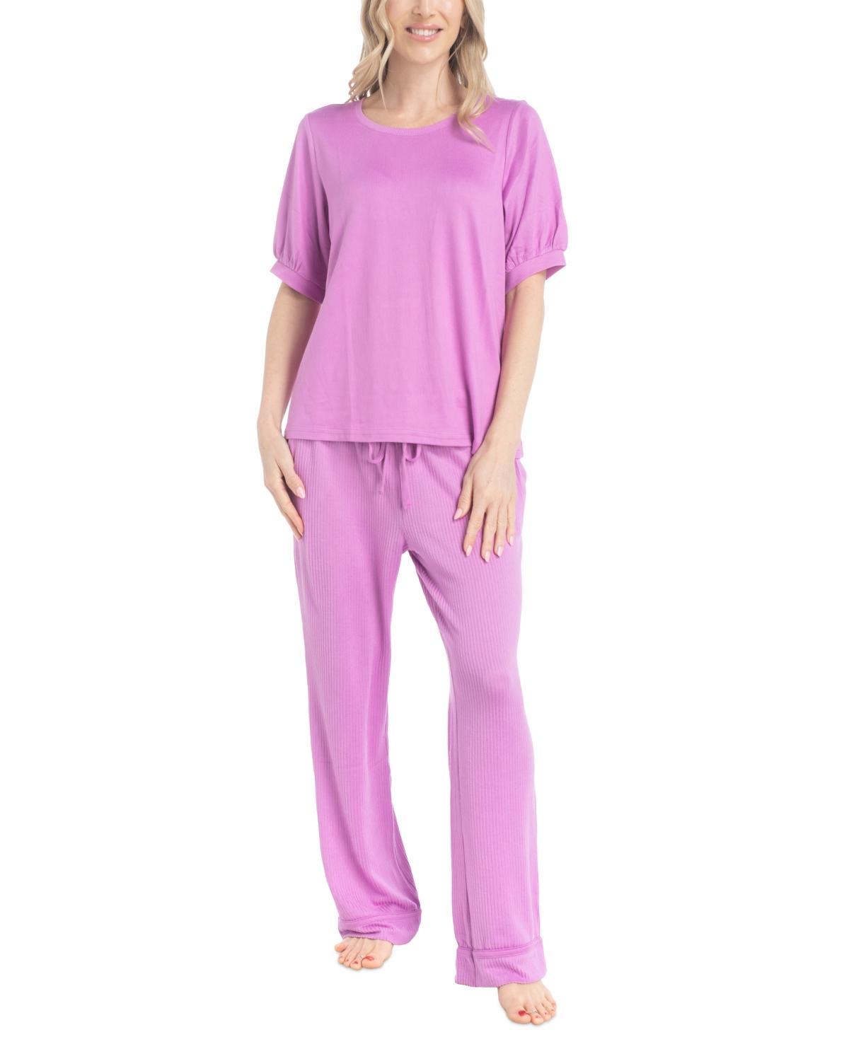 Muk Luks Womens 2-Pc. I Heart Lounge Printed Pajamas Set Product Image