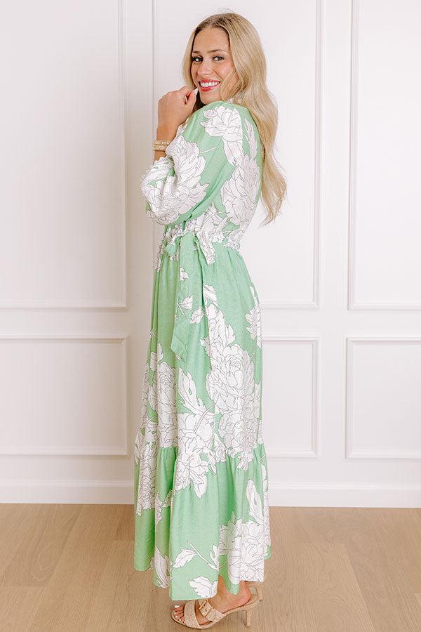 Bistro Bound Floral Midi Dress in Seaglass Product Image