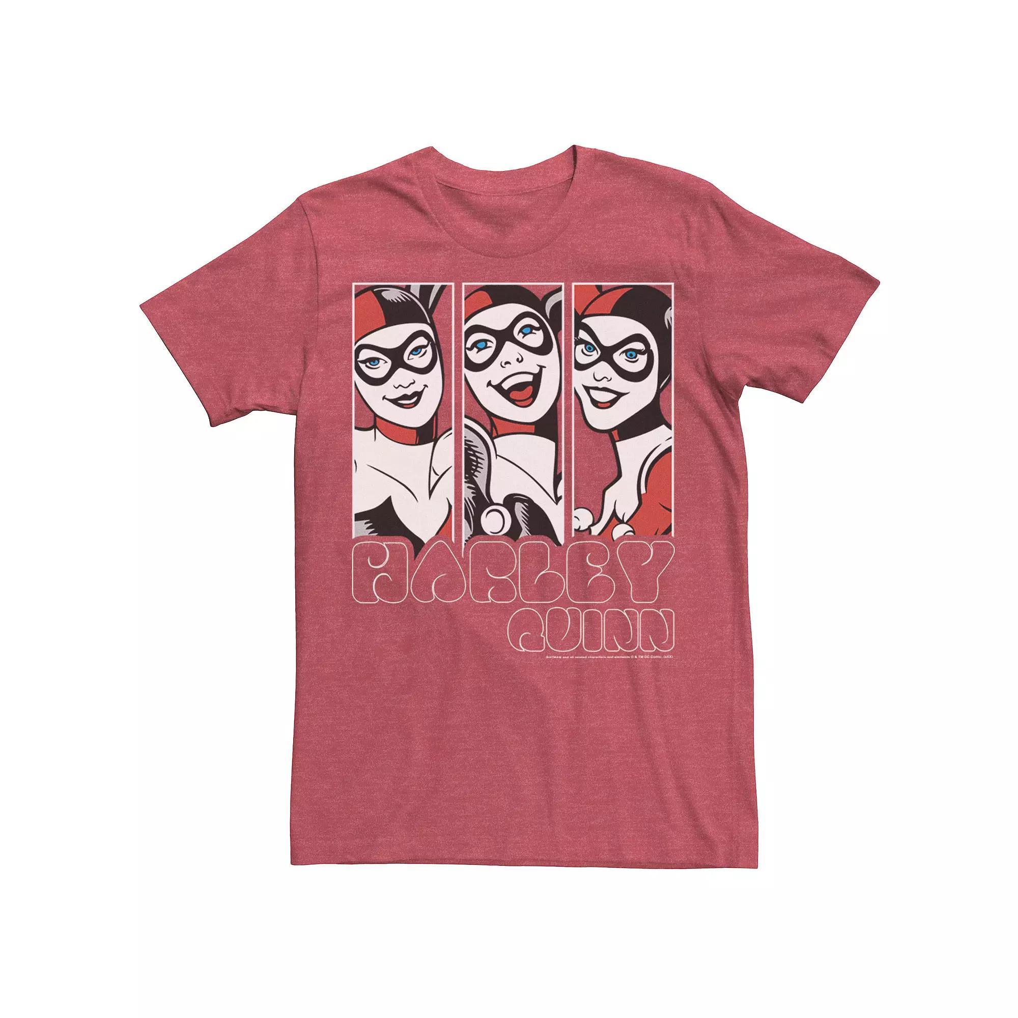 Men's Batman Harley Quinn Vintage Portrait Panel Tee, Size: 3XL, Red Hthr Product Image