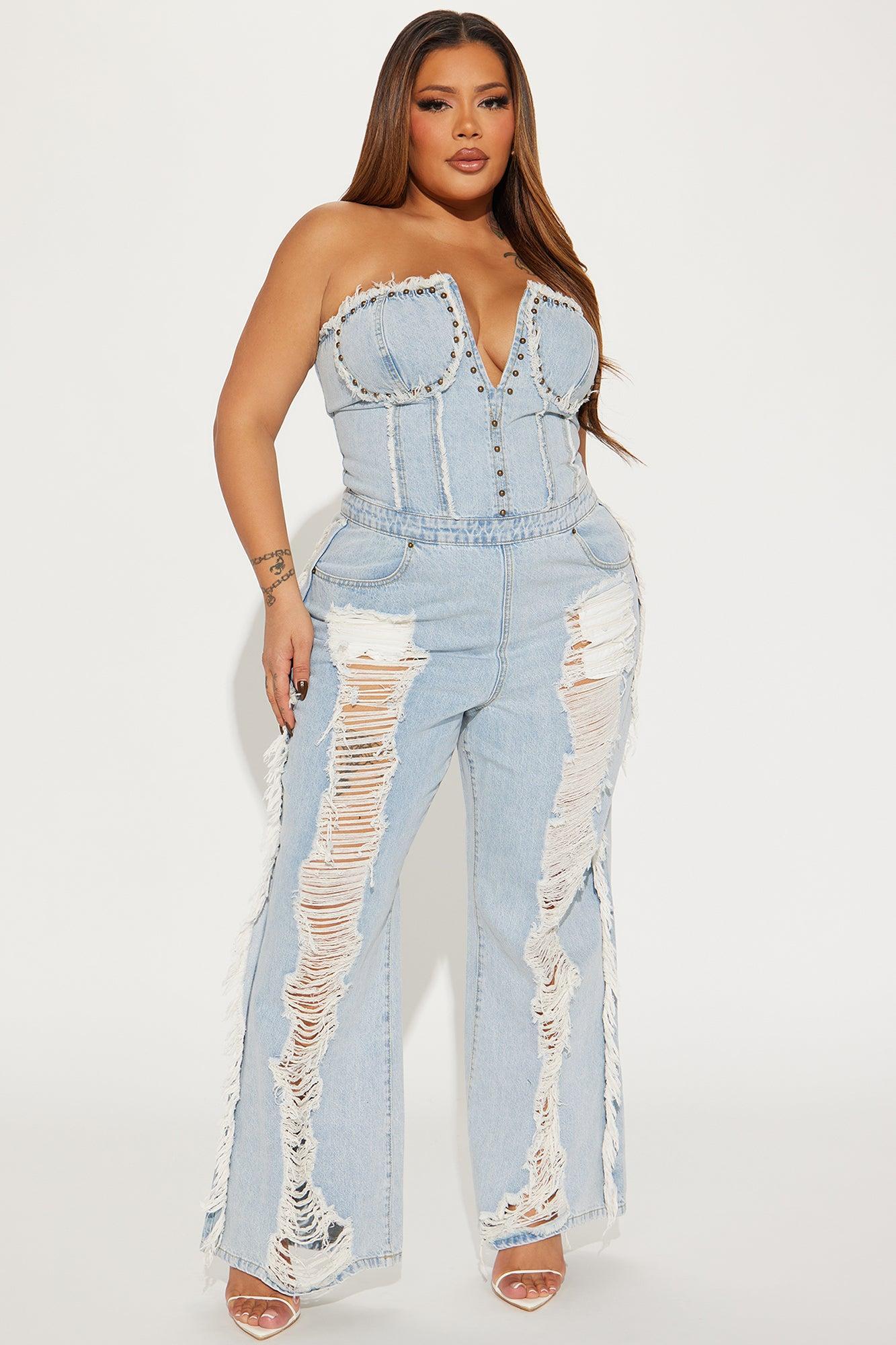 Demi Distressed Jumpsuit - Denim Product Image