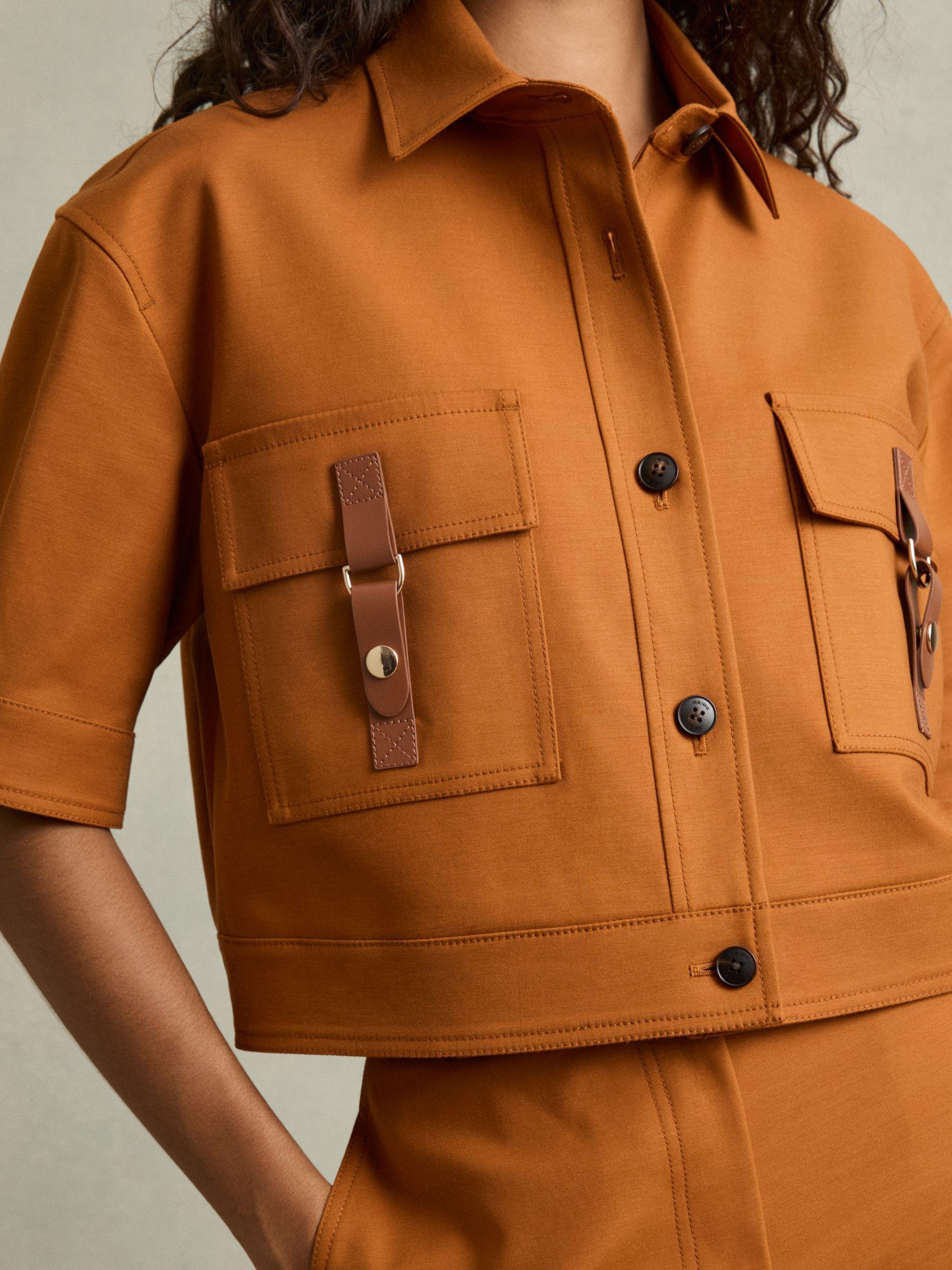 Button-Through Cropped Cargo Top in Rust Product Image