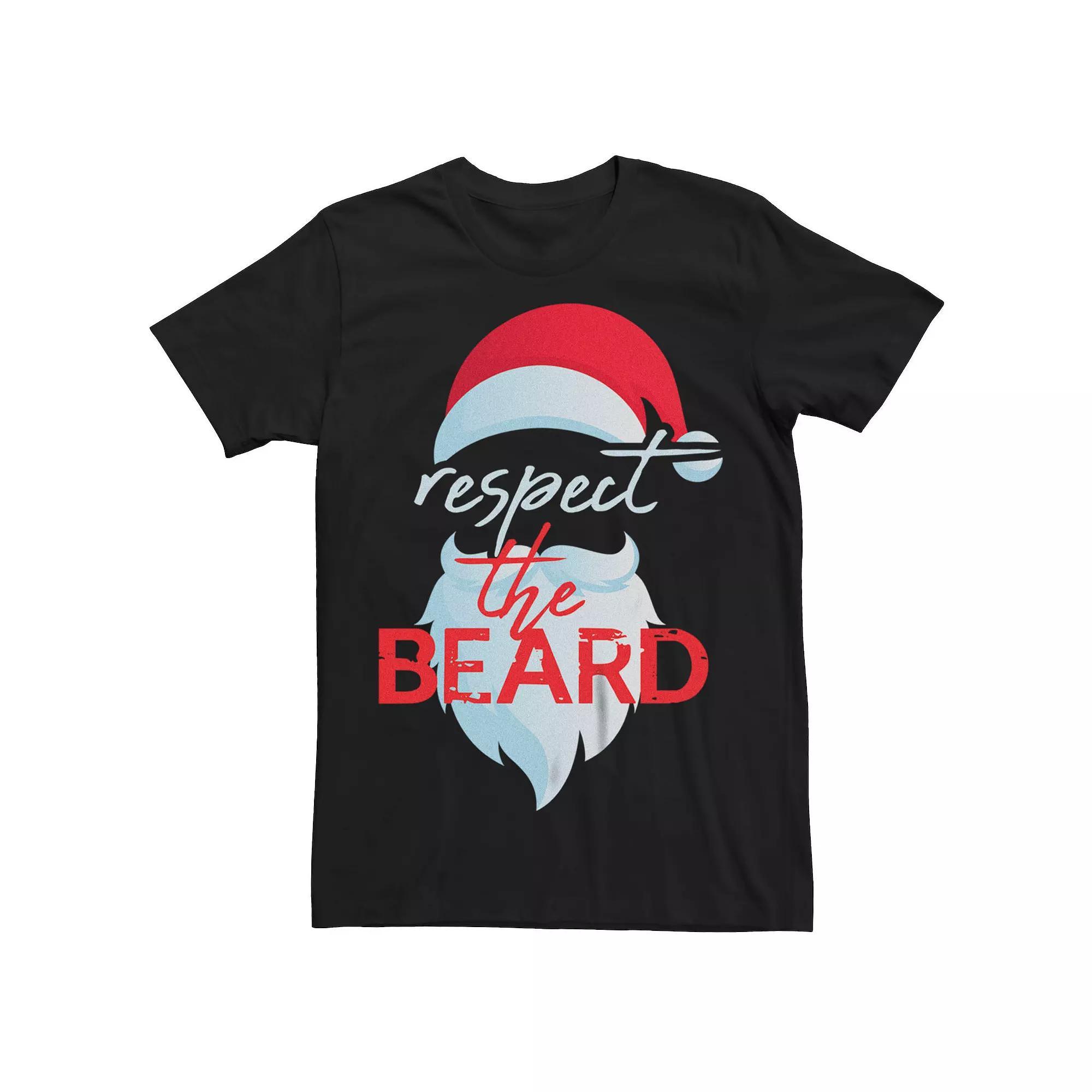 Men's Christmas Santa Respect The Beard Graphic Tee, Size: XL, Black Product Image