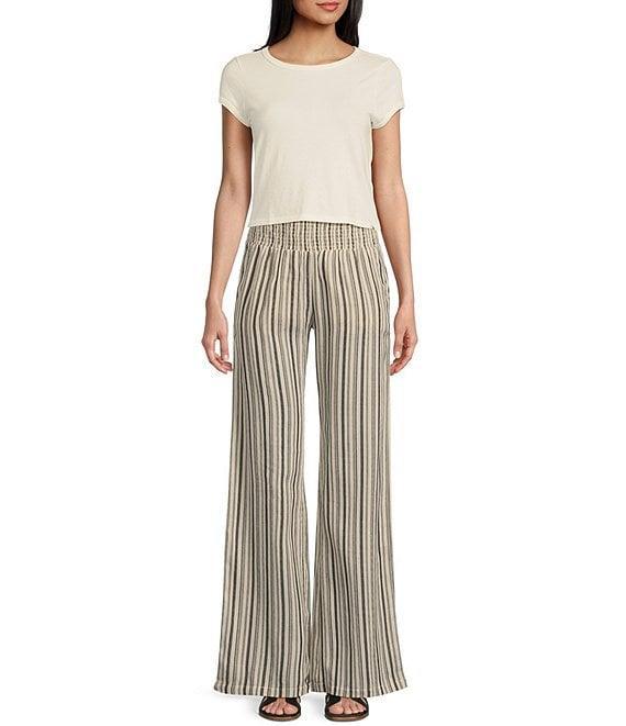 Billabong New Waves High Rise Smocked Striped Pants Product Image