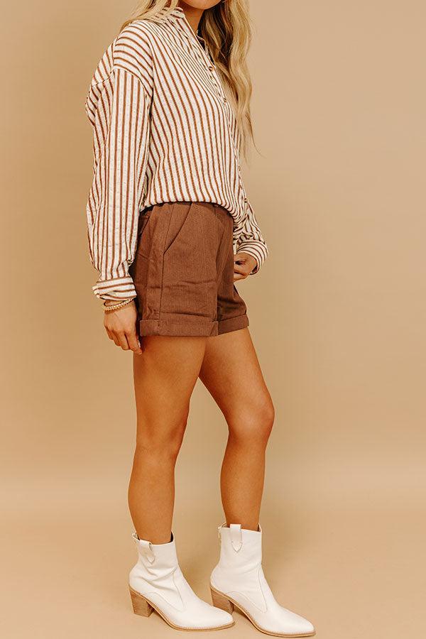 The Taylor High Waist Shorts in Chocolate Product Image