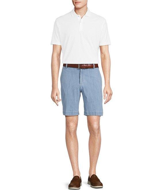 Cremieux Blue Label Flat Front Madison Chambray Denim 9#double; Inseam Shorts Product Image