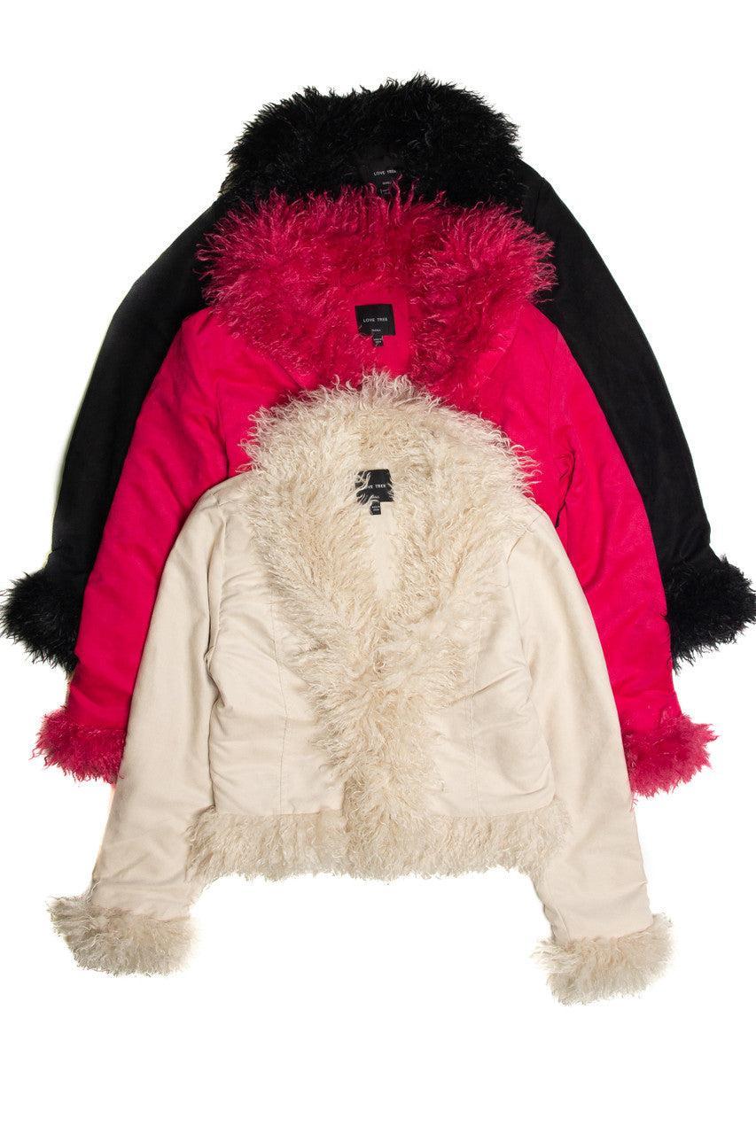 Fur Trim Suede Jacket Product Image