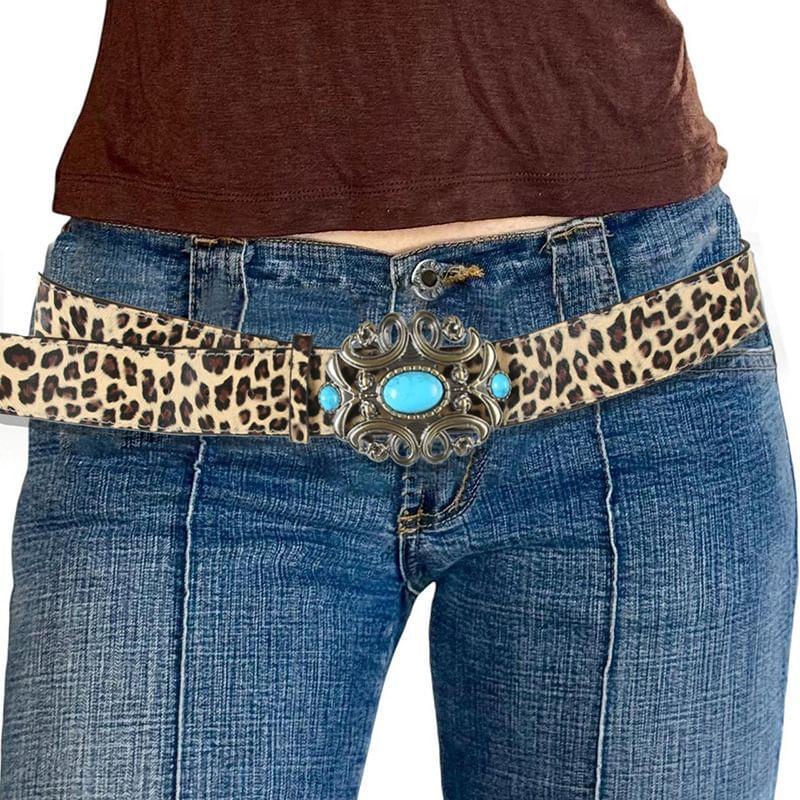 Buckled Leopard Print PU Belt Product Image