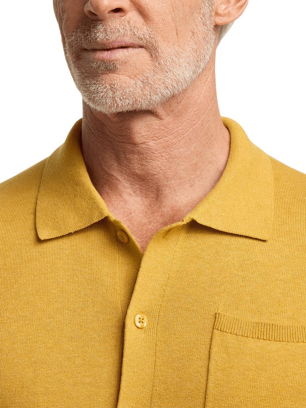 Supima Cotton Button Front Polo - Mustard Product Image