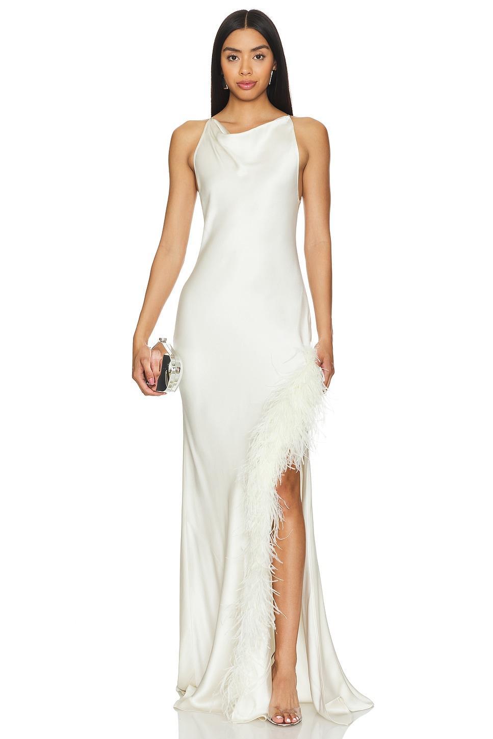 Cowl Neck Gown With Ostrich Feathers Lapointe Product Image