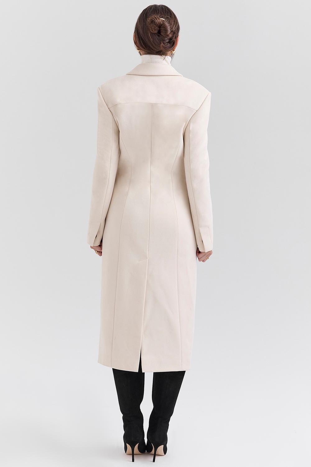 Remi  ivory single breasted long coat Product Image