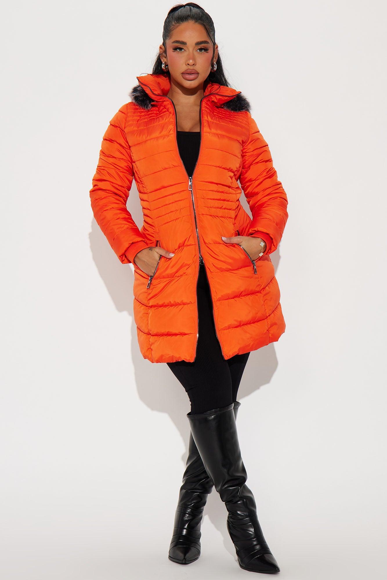 Caught In The Cold Puffer Coat - Orange Product Image