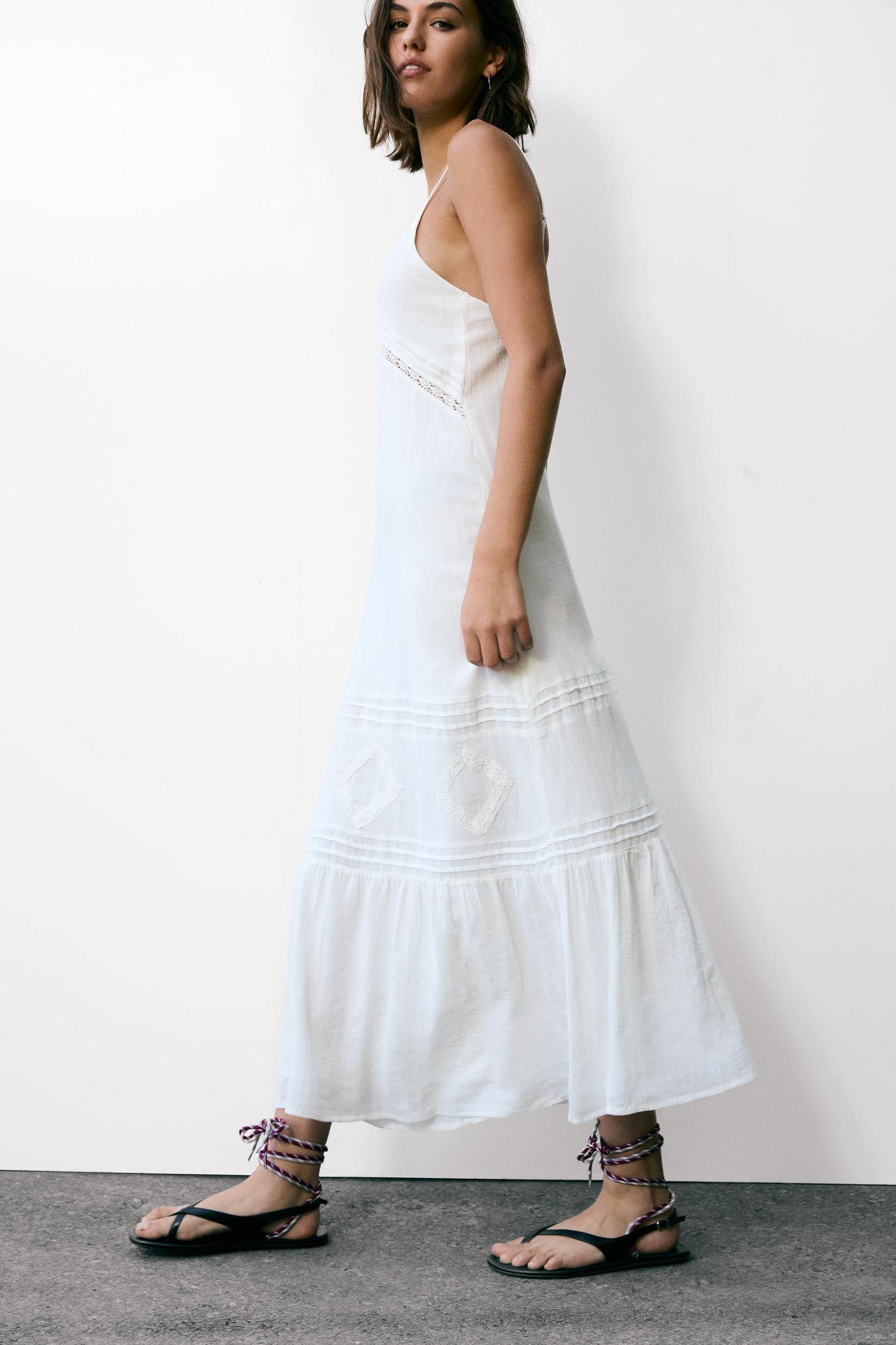 Long lace trim strappy dress Product Image