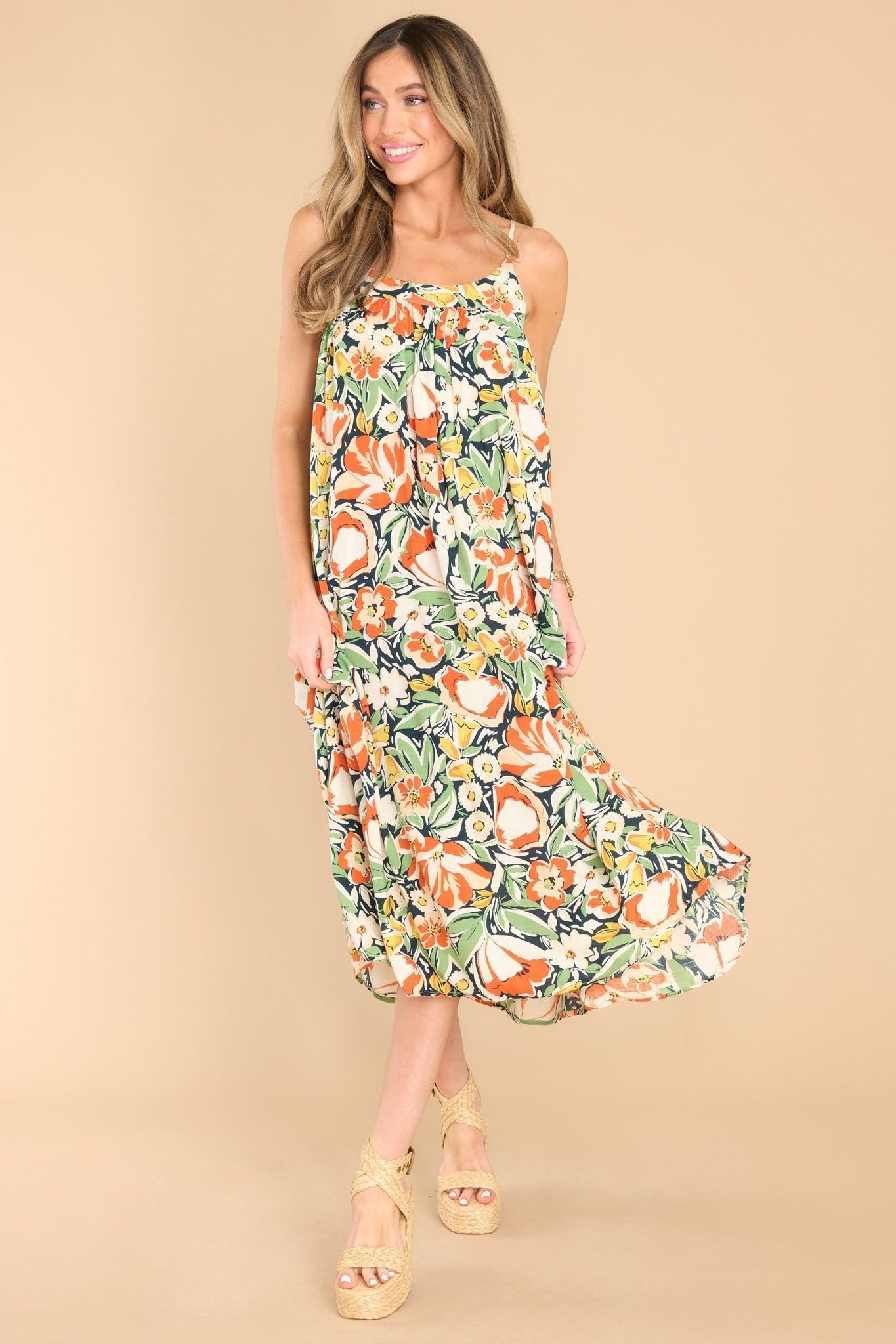 Always Have Ivory Floral Print Midi Dress Product Image