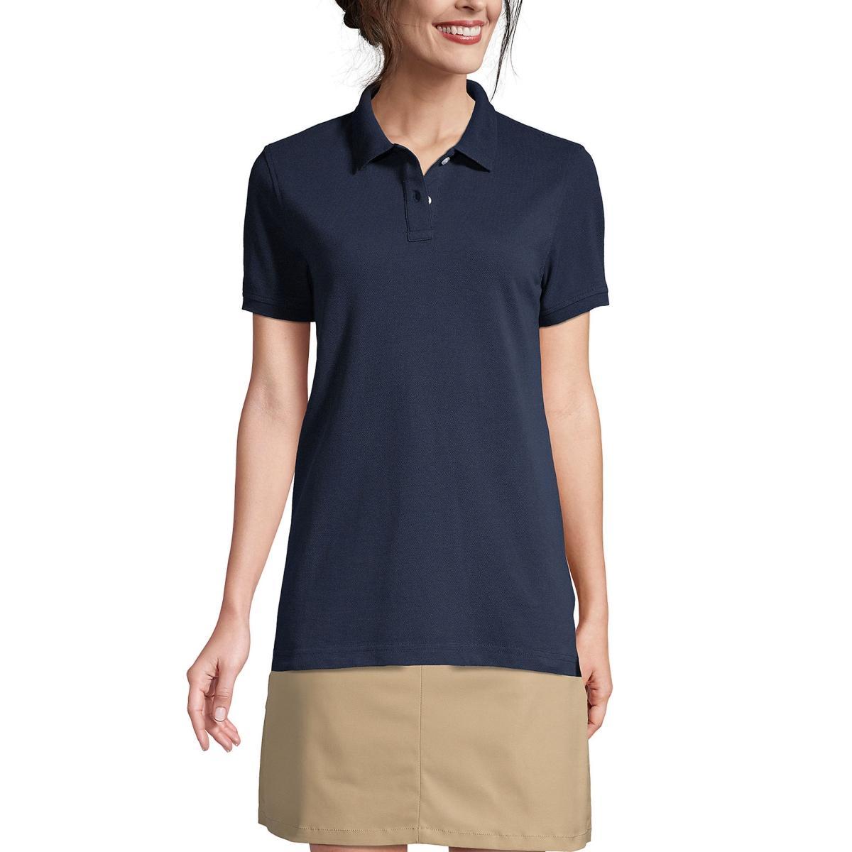 Women's Lands' End School Uniform Short Sleeve Mesh Polo Shirt, Size: Small, Red Product Image