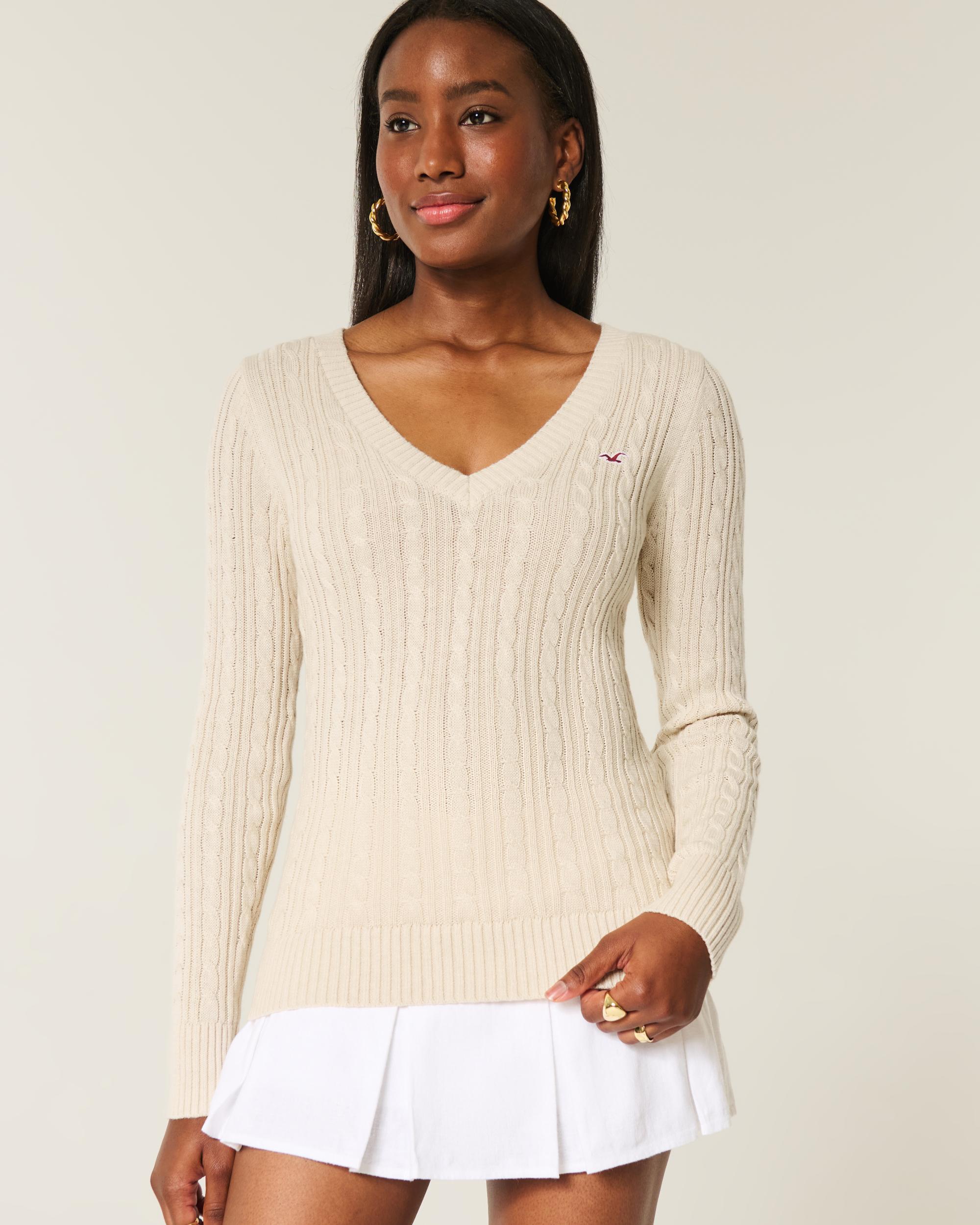 Cable-Knit Icon V-Neck Sweater Product Image