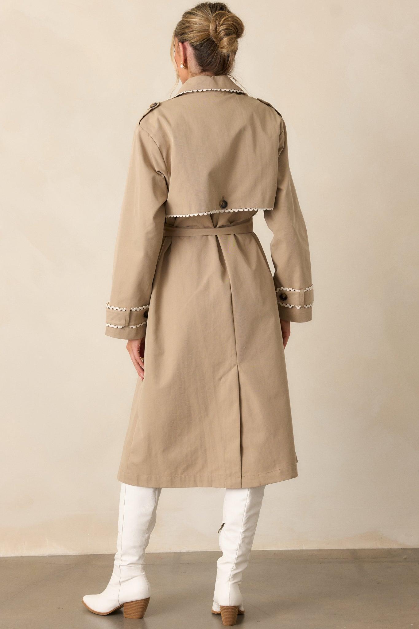 A Crazy Idea Taupe RicRac Trench Coat Product Image