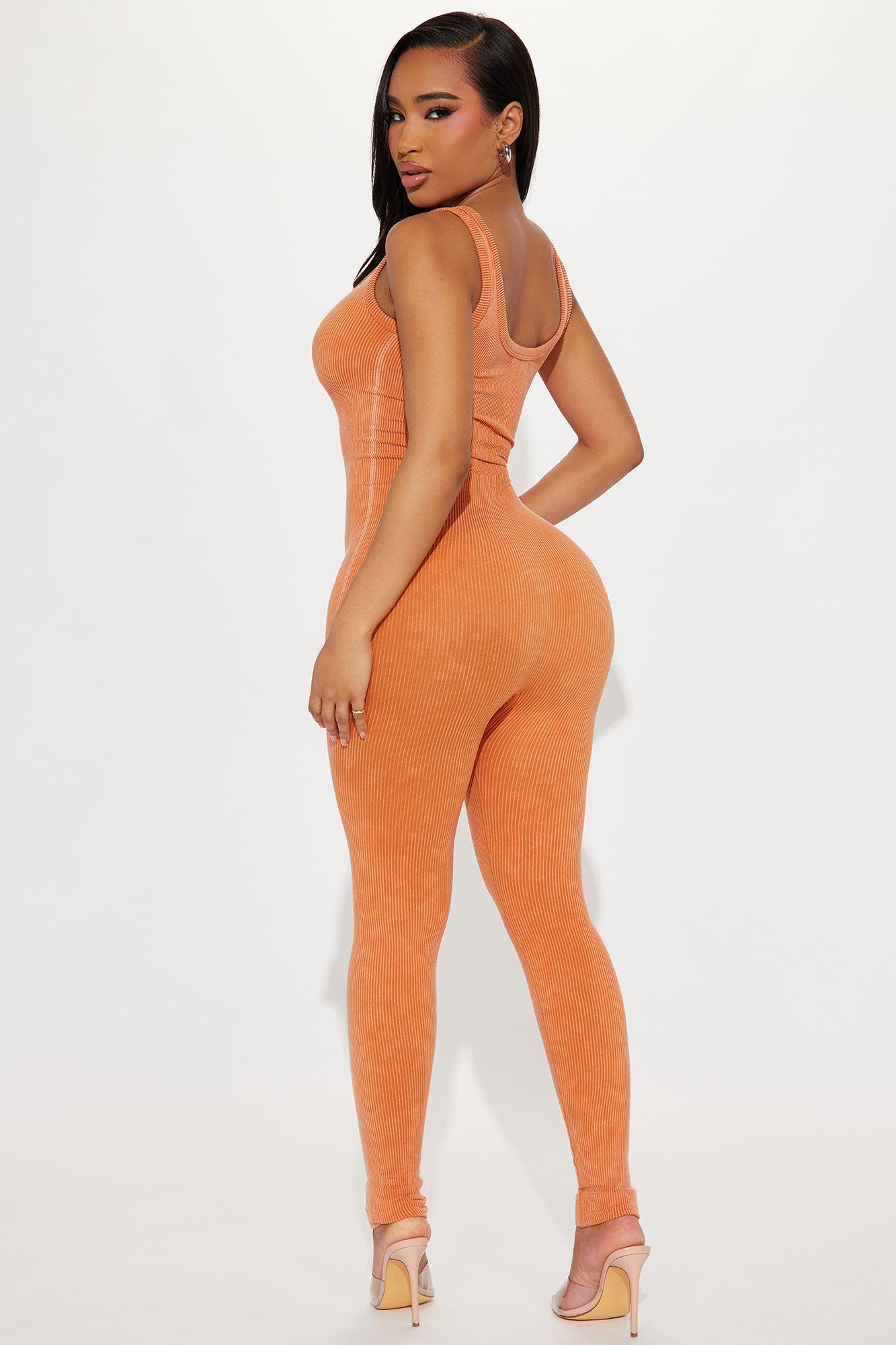 Melissa Washed Seamless Jumpsuit - Orange Product Image