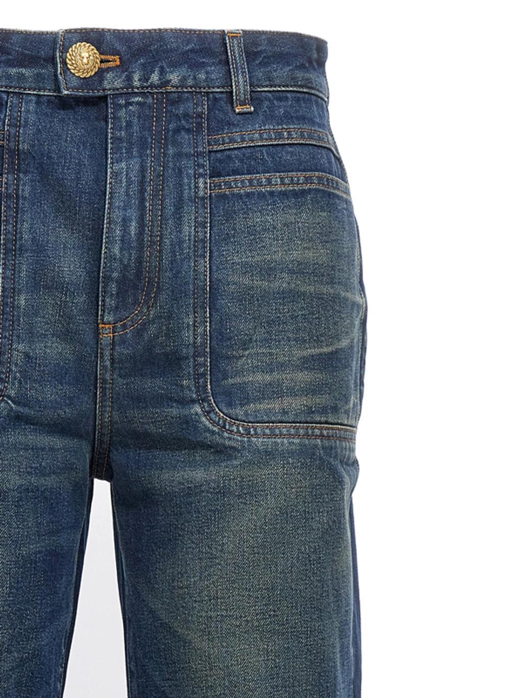 BALMAIN Schlagjeans Mit Hohem Bund In Blue Product Image