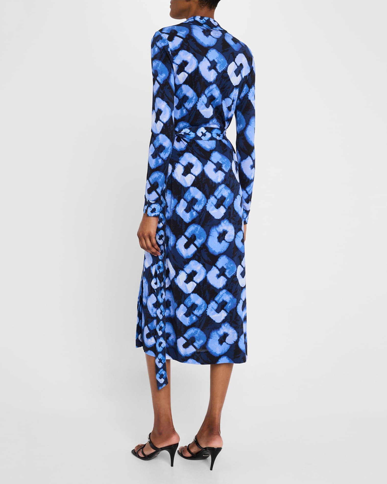 Abigail Geometric-Print Silk Midi Wrap Dress Product Image