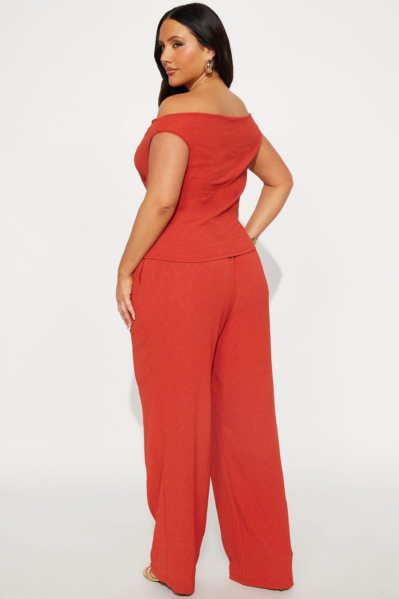 Ana Off Shoulder Pant Set - Rust Female Product Image