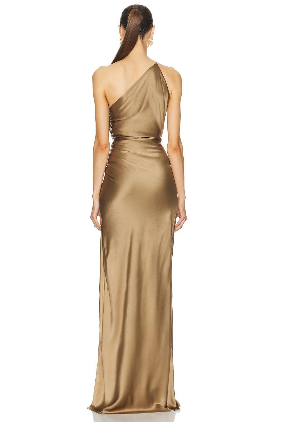 Asymmetrical Gathered Wrap Gown Product Image