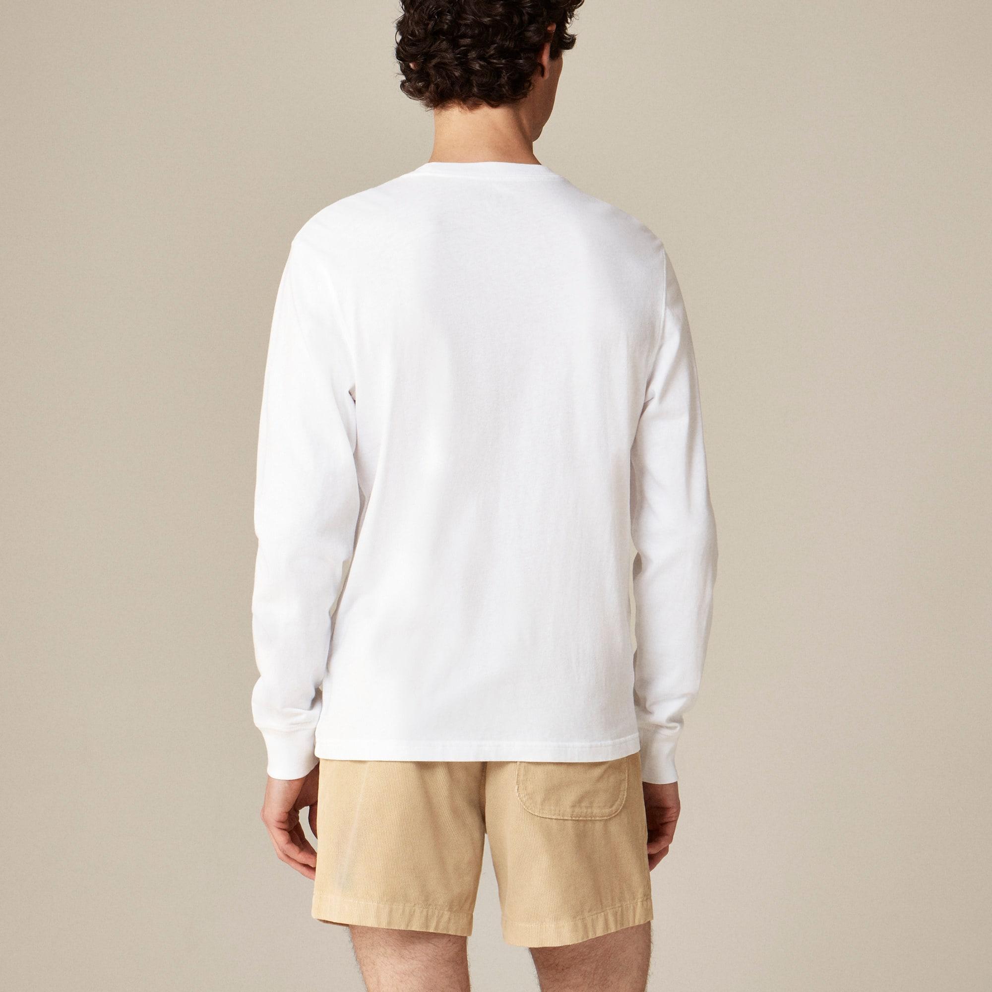 Long-sleeve vintage-wash cotton pocket T-shirt Product Image