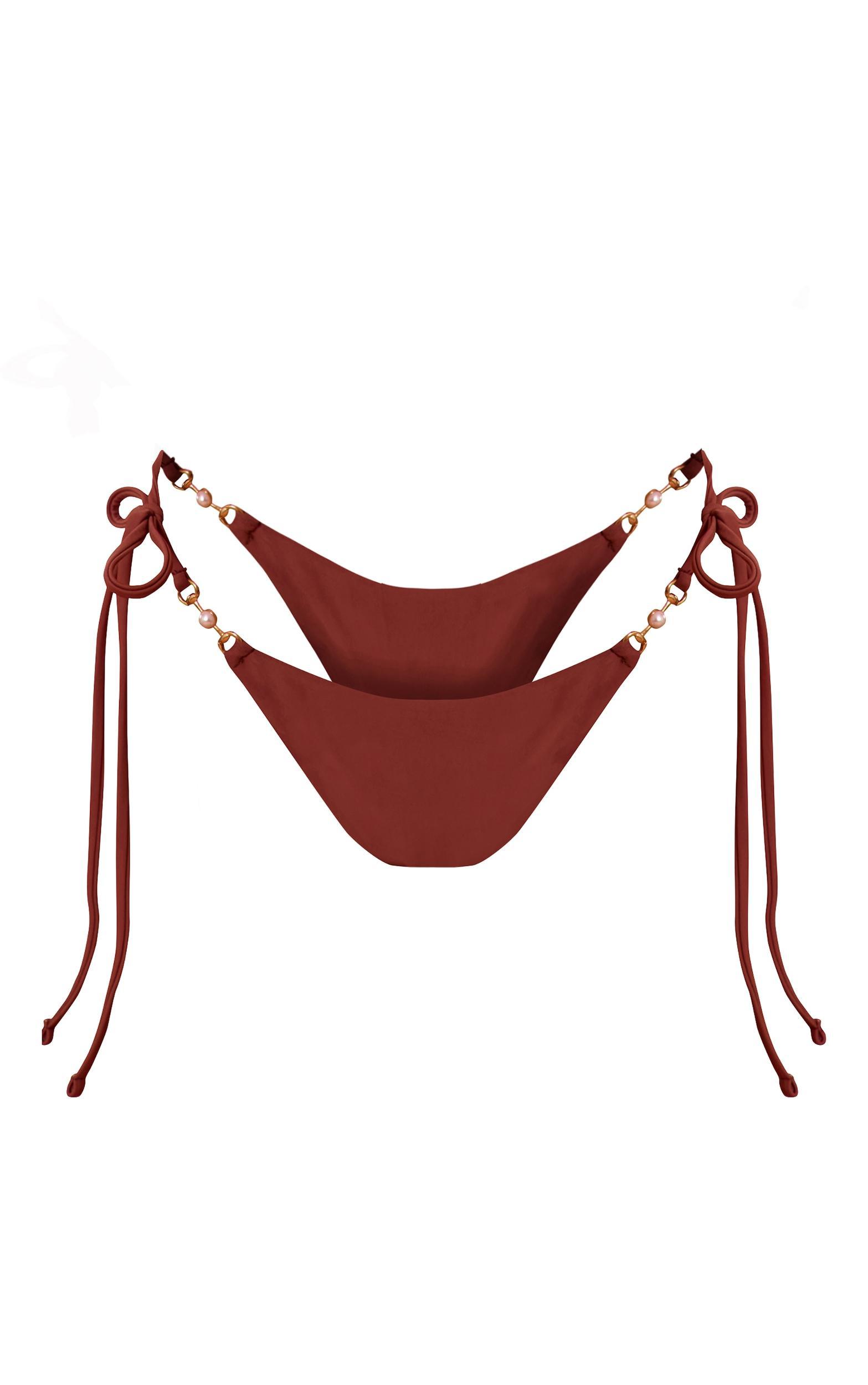  Bronze Trim Detail Tie Side Bikini Bottoms Product Image