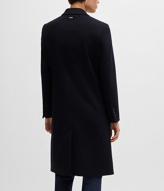 BOSS by Hugo Boss Catara Notch Lapel Collar Long Sleeve Button Front Coat Product Image