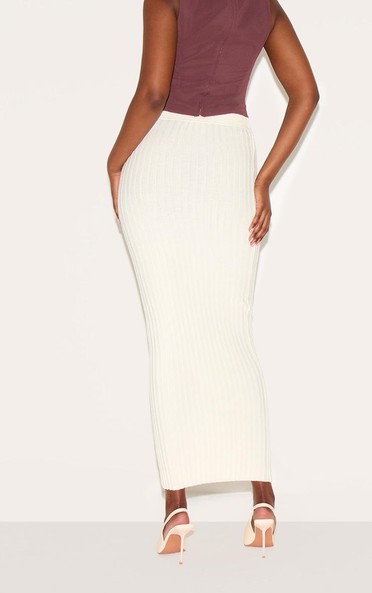 Cream Rib Knit Maxi Skirt Product Image