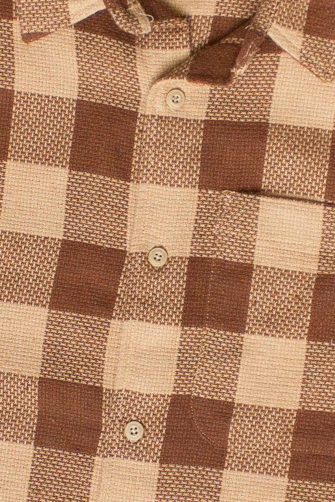 Brown Check Woven Knit Button Up Shirt Product Image