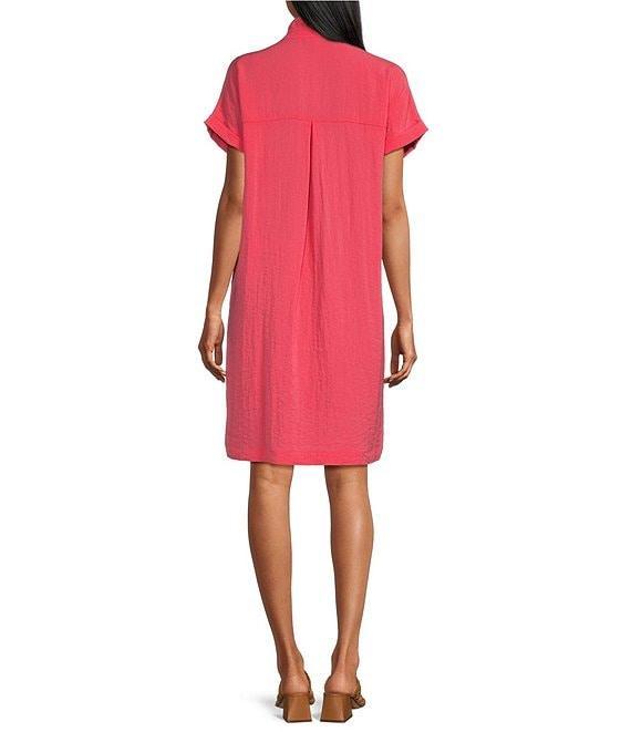 John Mark Wire Collar Short Dolman Sleeve Button-Front Dress Product Image