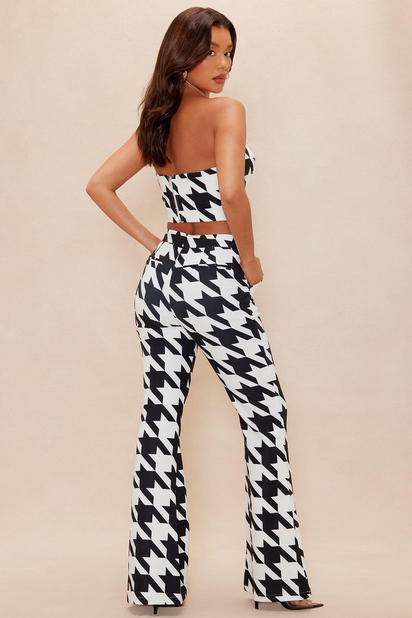 Heather Houndstooth Pant Set - Black/White Female Product Image