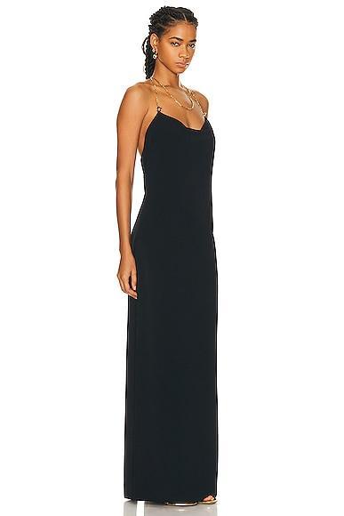 BOTTEGA VENETA Double Viscose Knit Long Dress W/ Chain In Black Product Image