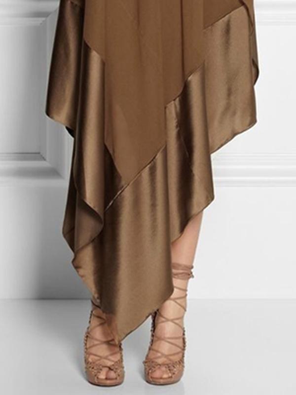 Loose Asymmetric Split-Joint One-Shoulder Maxi Dresses Product Image