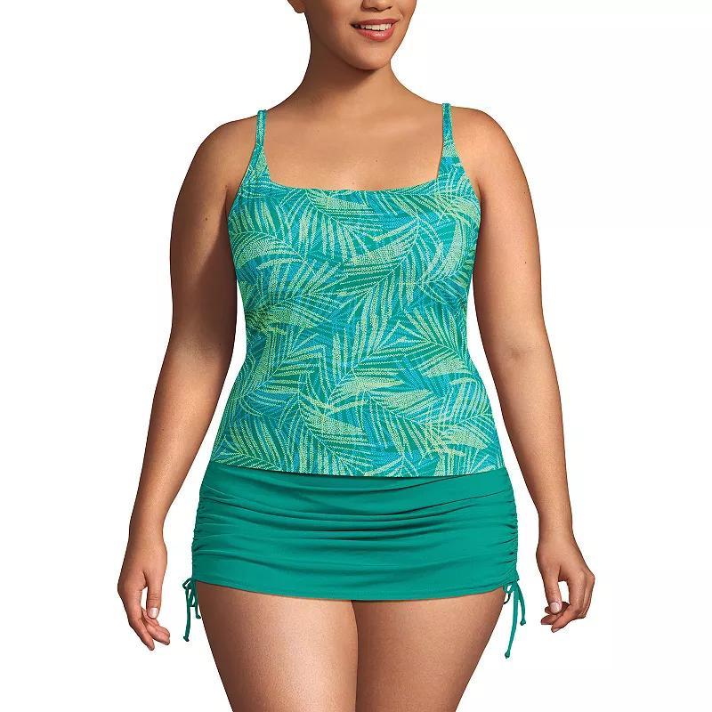 Plus Size Lands End Chlorine Resistant Square Neck Tankini Swimsuit Top, Womens Product Image