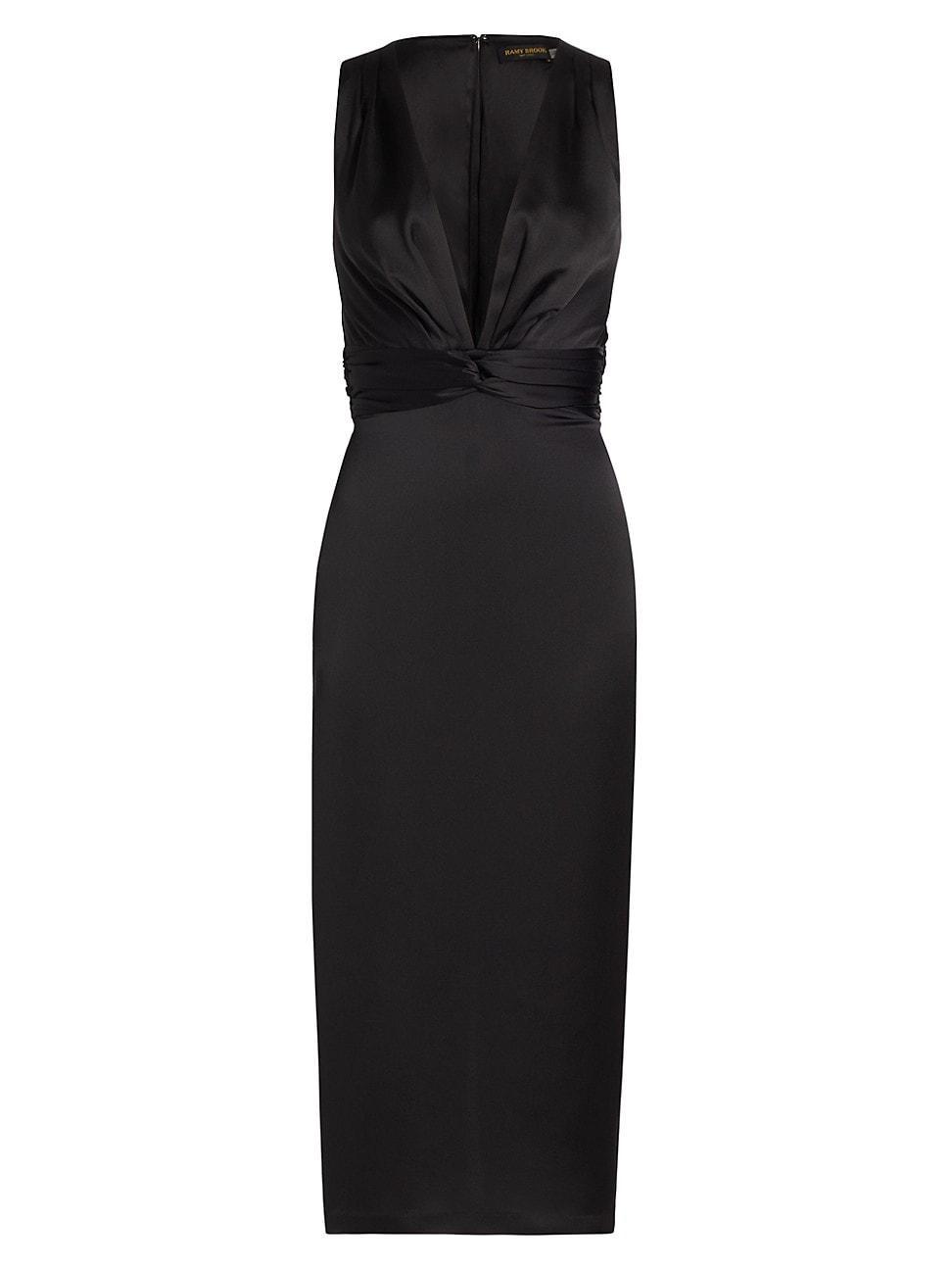 Womens Talon Satin Plunge Midi-Dress Product Image