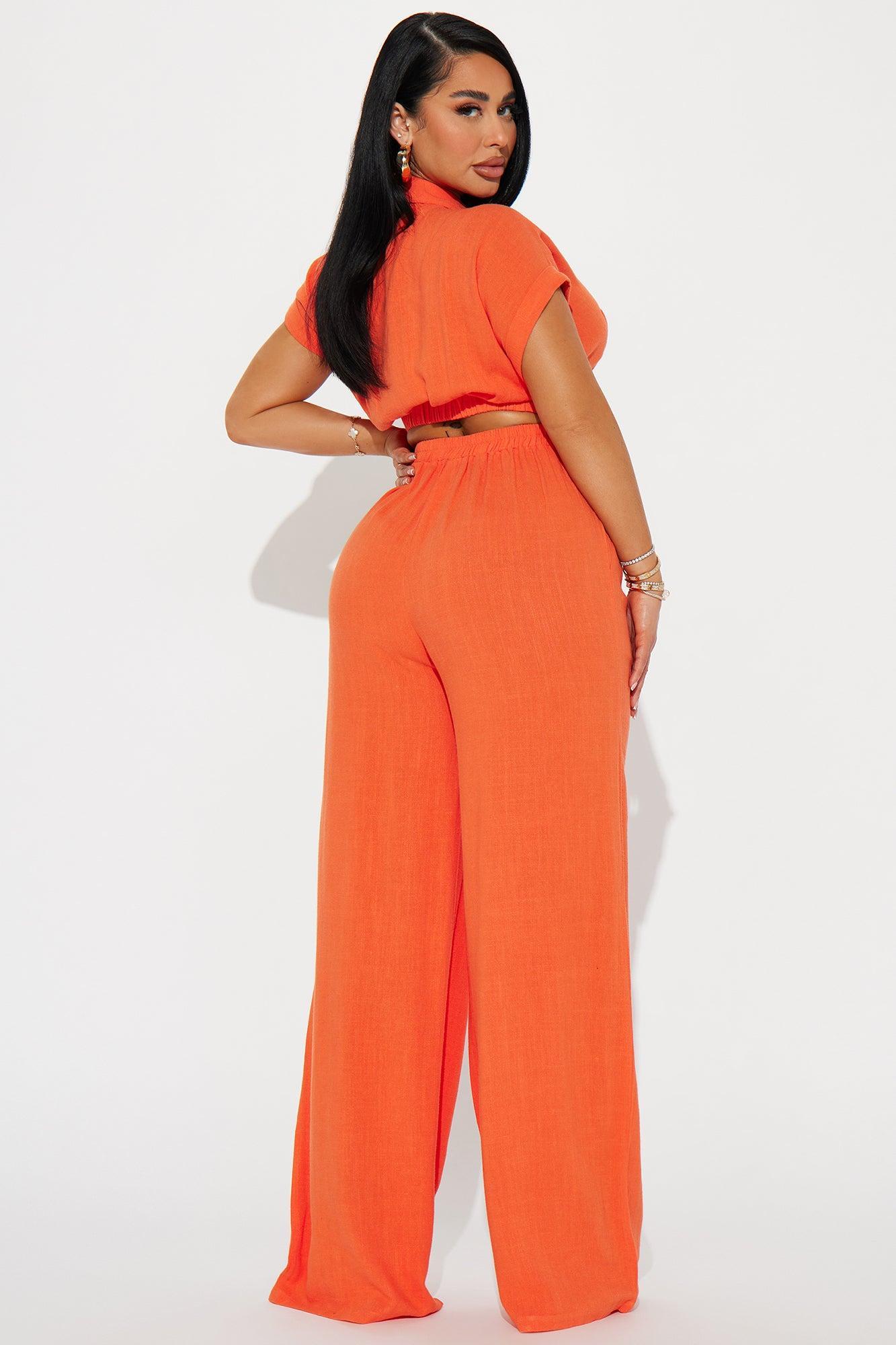 Andrea Linen Pant Set - Orange Product Image